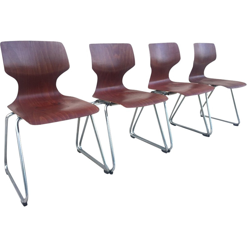 Set of vintage chairs by Adam Stegner for Elmar Flötotto - 1970s