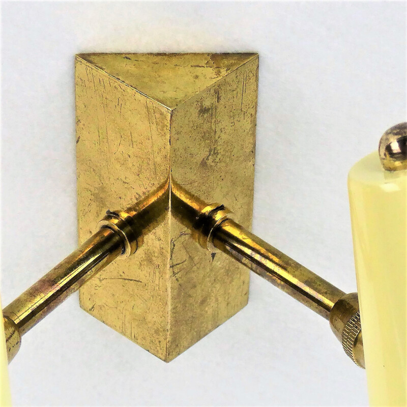 Applique double en métal laqué beige pour Stilnovo - 1950