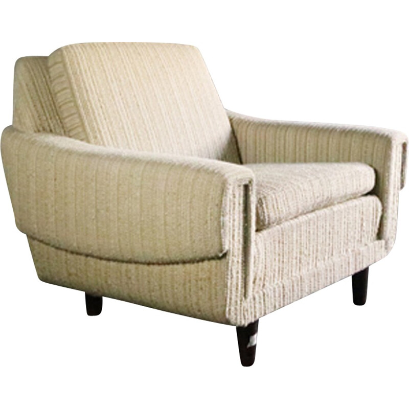 Beige vintage danish armchair with original upholstery - 1970s 