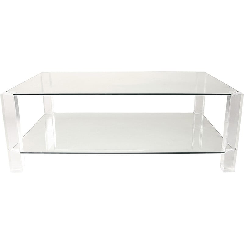 Glass and Lucite Coffee Table by Sarah Hill for Porta Romana - 1990s