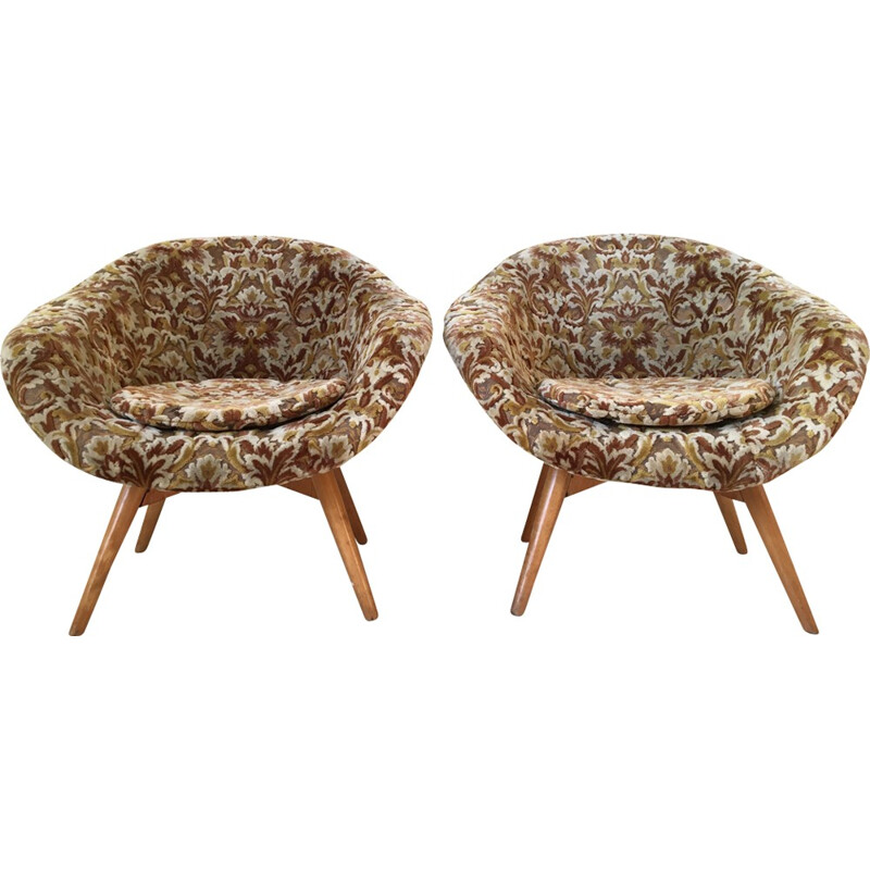 Set of 2 Baroque Style Bucket chairs by Miroslav Navrátil for Vertex - 1950s