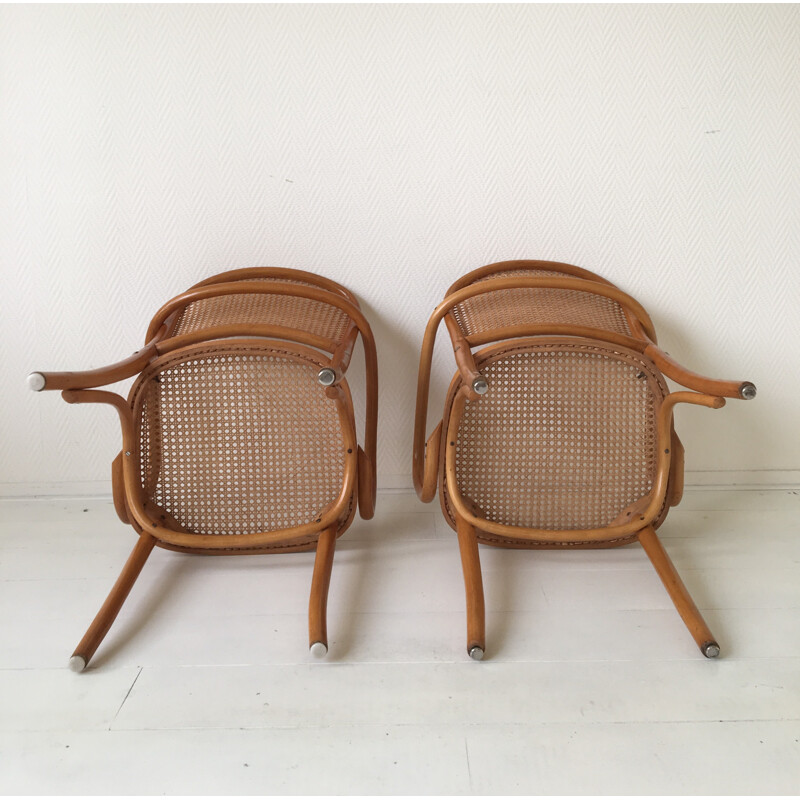 Set of 4 model 811 bentwood and cane chairs by Josef Hoffmann - 1960s