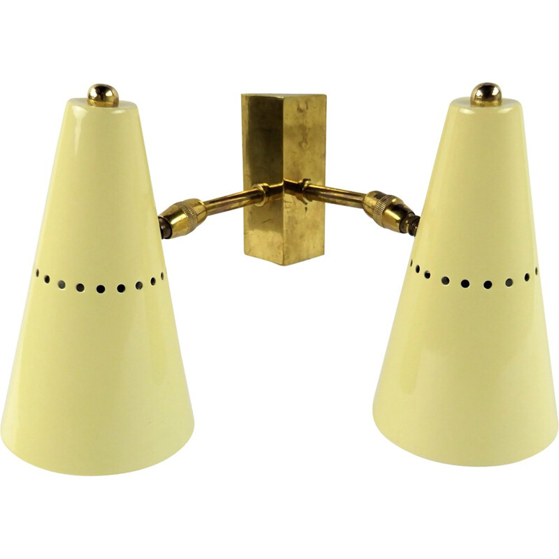 Stilnovo double wall lamp in lacquered metal beige - 1950s