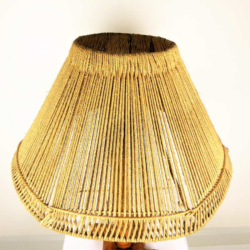 Bamboo lamp with rope shade - 1950s