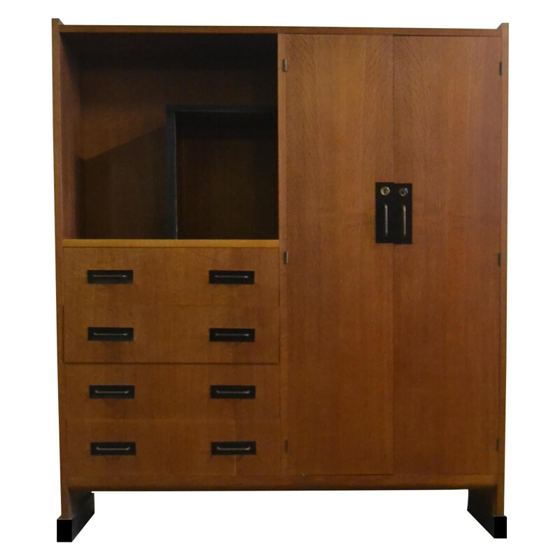 Solid oakwood cabinet, Claude VASSAL - 1950s