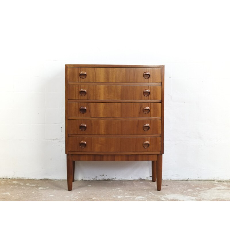 Vintage chest of 5 drawers in teak by Kai Kristiansen - 1960s