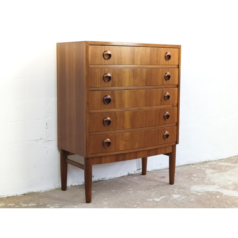 Vintage chest of 5 drawers in teak by Kai Kristiansen - 1960s