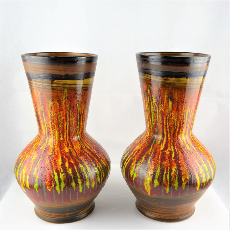 Pair of vintage Saint Clement ceramic vases, 1960