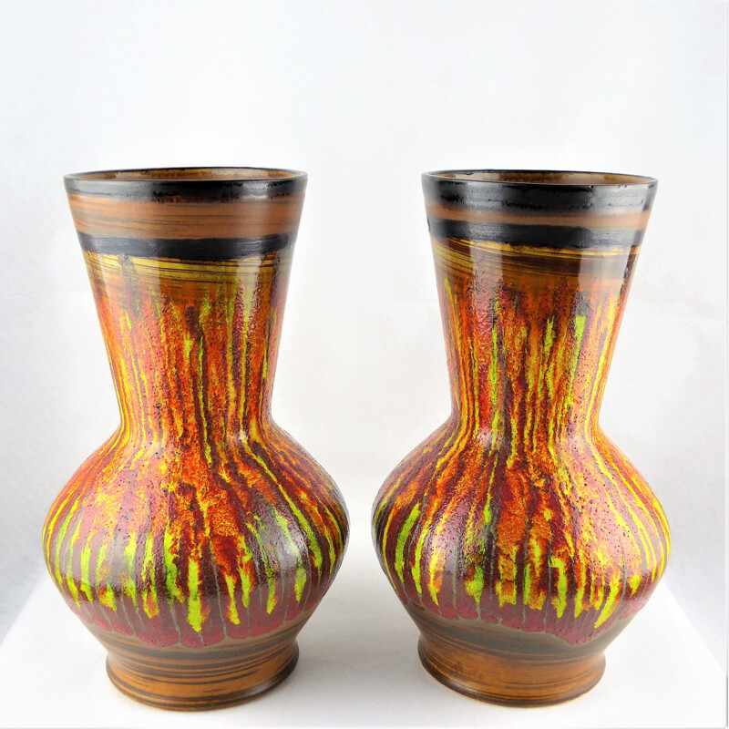 Paar Vintage-Vasen Saint Clément aus Keramik, 1960