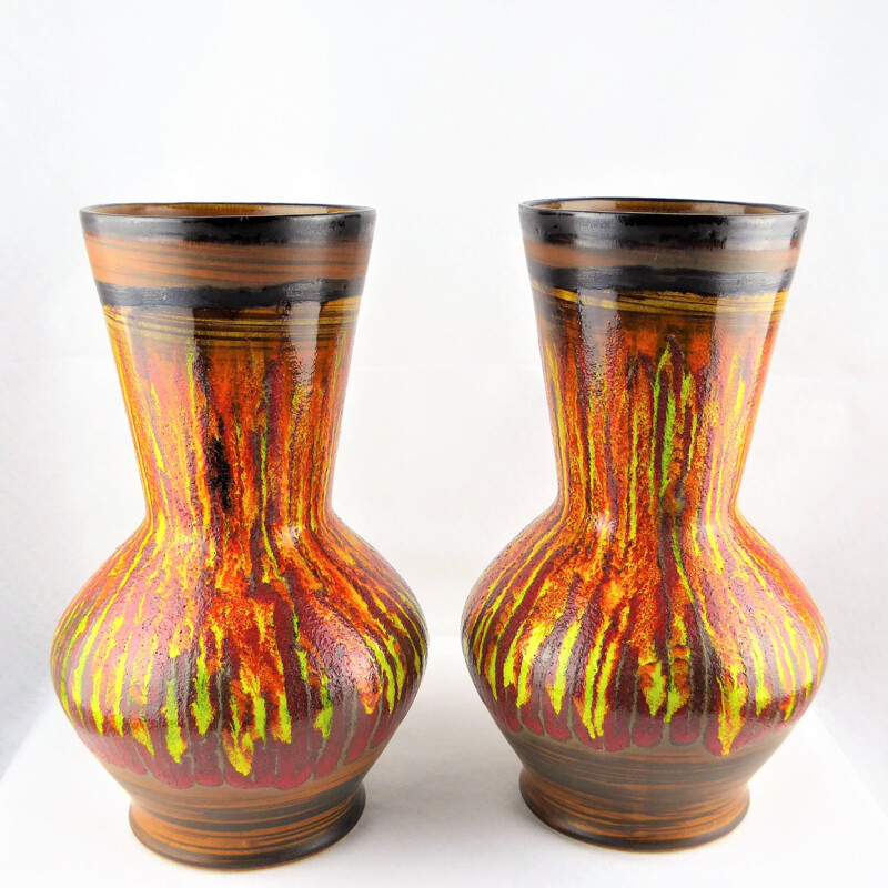 Pair of vintage Saint Clement ceramic vases, 1960