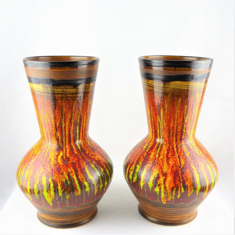 Paire de Vases vintage saint clément en céramique, 1960