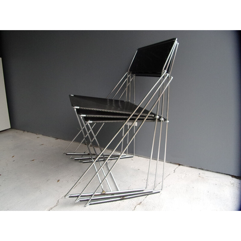 Set of 3 X-LINE chairs by Niels Jorgen Haugesen for Magis - 1970s