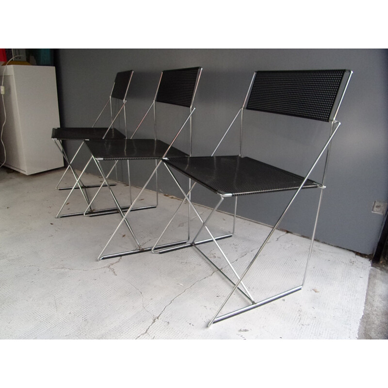 Set of 3 X-LINE chairs by Niels Jorgen Haugesen for Magis - 1970s