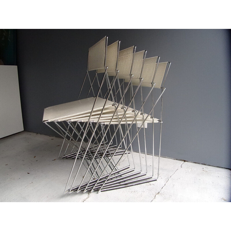 Set of 6 X-LINE chairs by Niels Jorgen Haugesen for Magis - 1970s