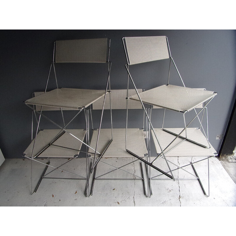 Set of 6 X-LINE chairs by Niels Jorgen Haugesen for Magis - 1970s