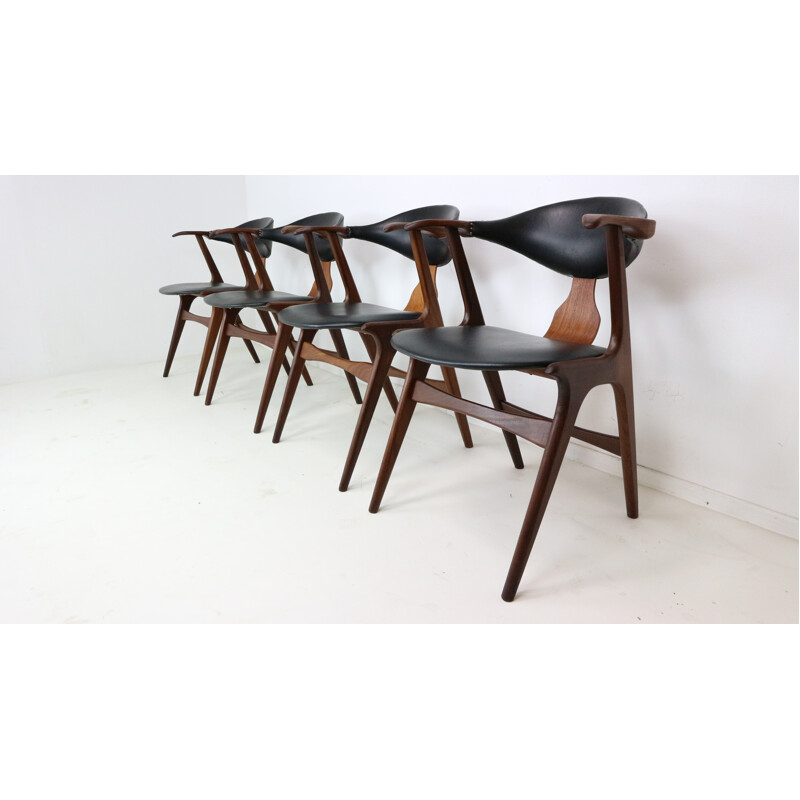 Set of 4 Cow Horn Chairs by Louis Van Teeffelen for Awa - 1960s