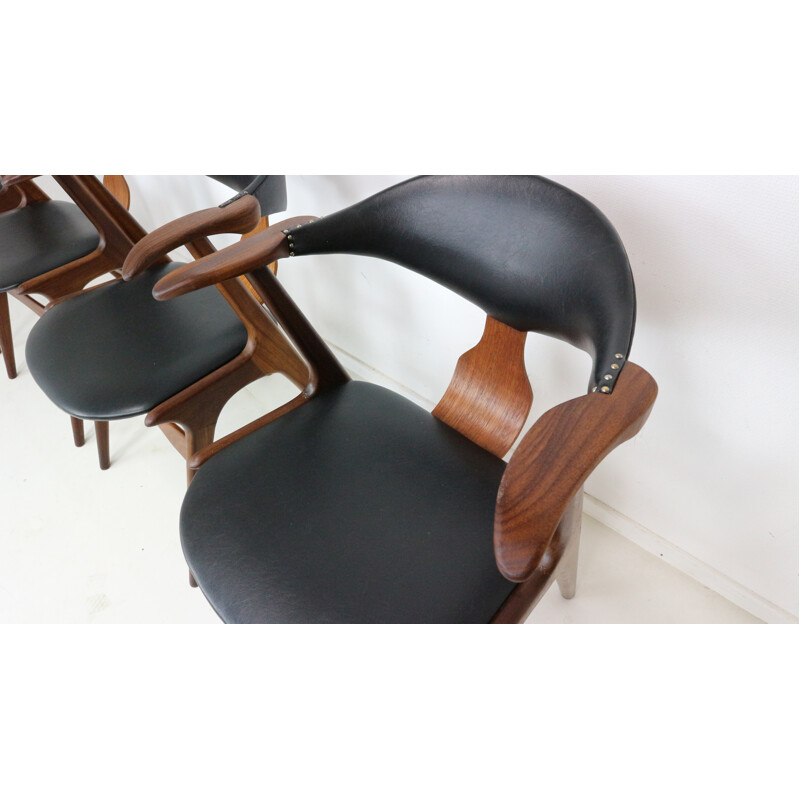 Set of 4 Cow Horn Chairs by Louis Van Teeffelen for Awa - 1960s