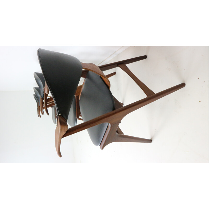 Suite de 4 Chaises "Cow Horn" de Louis Van Teeffelen pour Awa - 1960