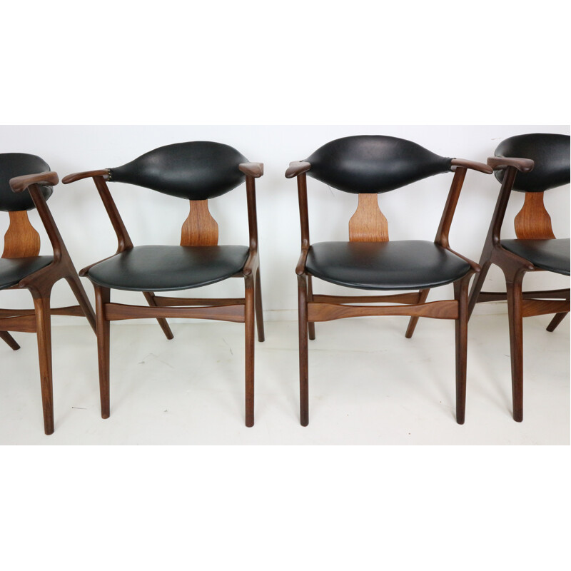 Set of 4 Cow Horn Chairs by Louis Van Teeffelen for Awa - 1960s