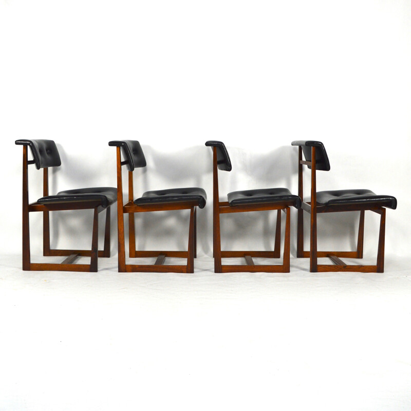 Set of 4 Scandinavian dining chairs in Rio rosewood - 1950s