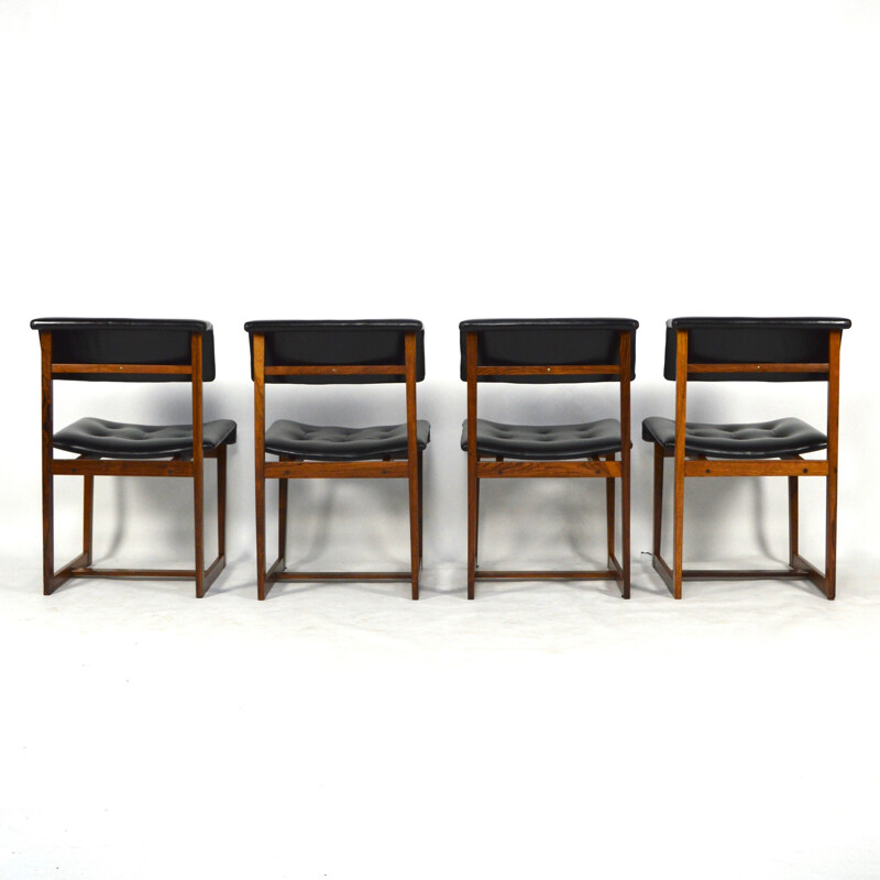 Suite de 4 chaises à repas en palissandre de Rio scandinave - 1950