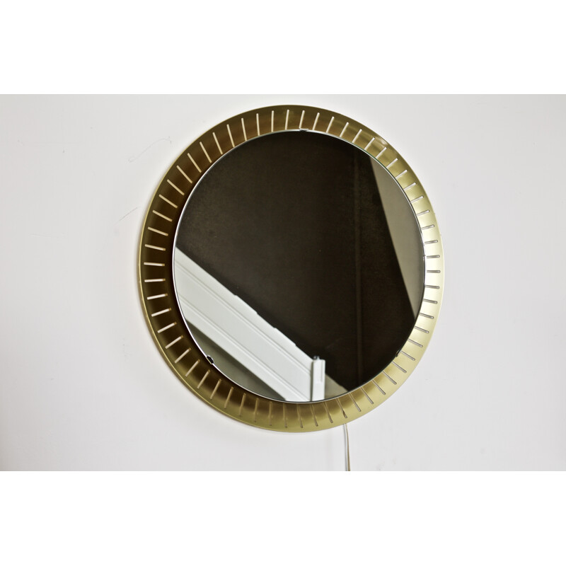 Miroir vintage italien doré, par Stilnovo - 1950
