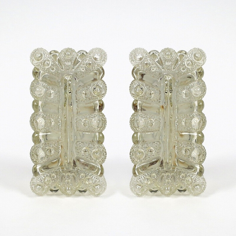 Pair of German glass wall lights - 1960s