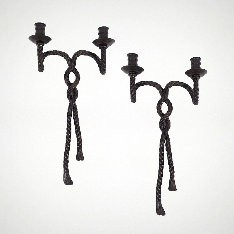 Pair of iron wall candle holders - 1980s