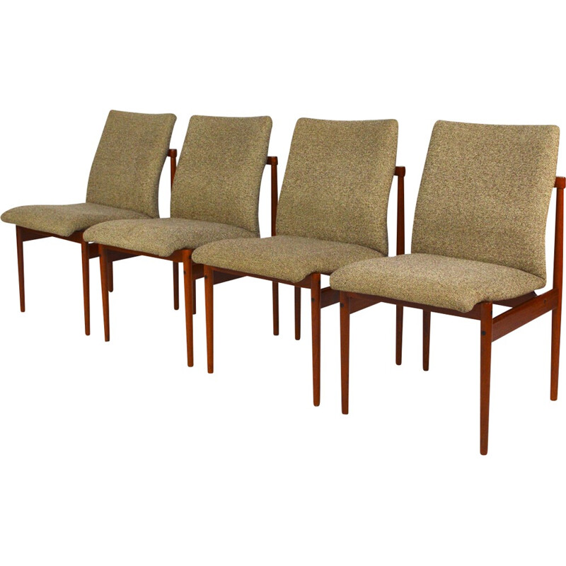 Conjunto de 4 sillas de comedor de teca - 1950