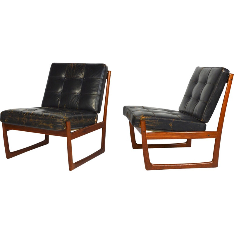 Pair of FD130 armchairs by Peter Hvidt & Orla Molgaard Nielsen for France and Son - 1960s