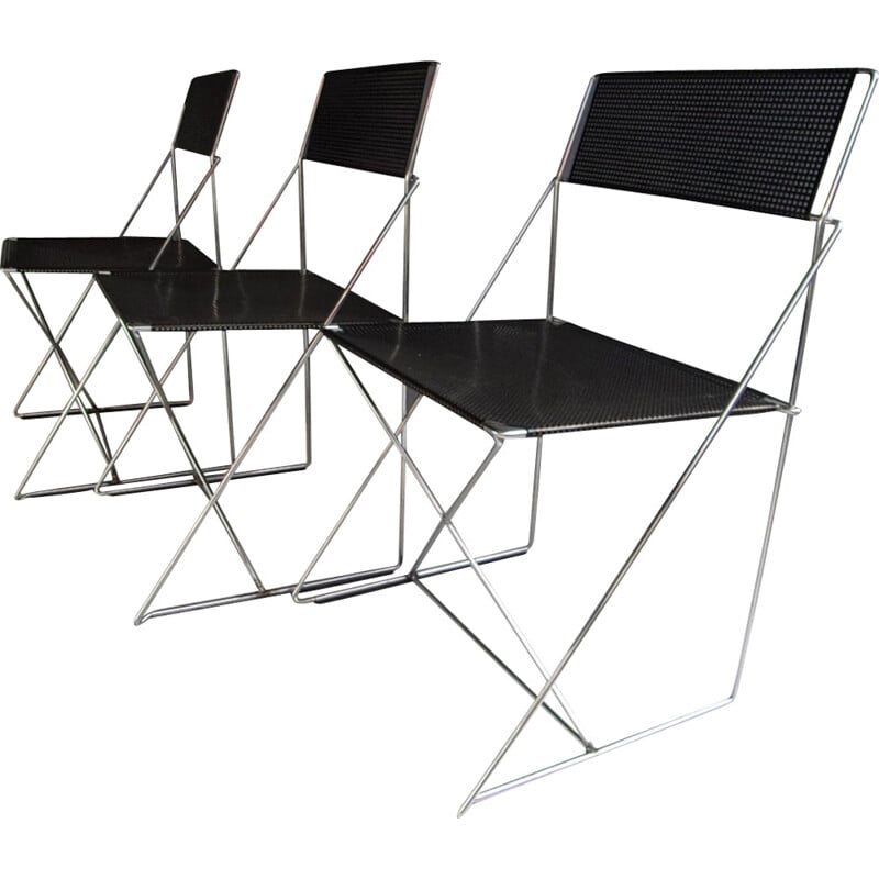 Set of 3 X-LINE chairs by Niels Jorgen Haugesen for Magis - 1970s