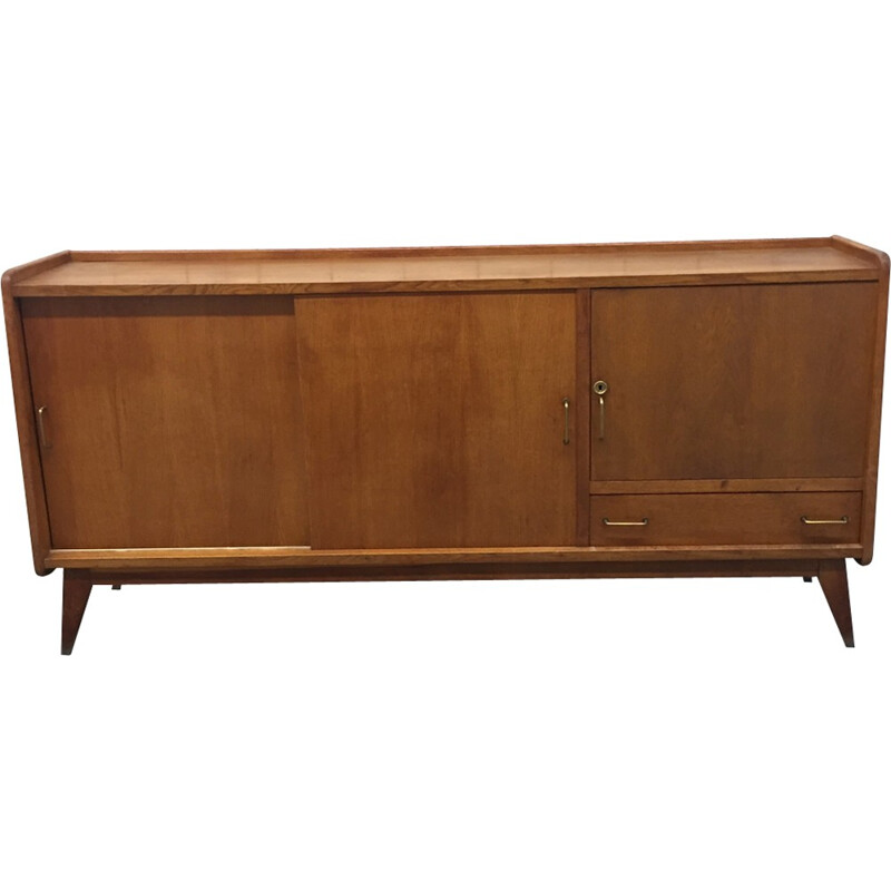 Vintage highboard in oakwood - 1950s