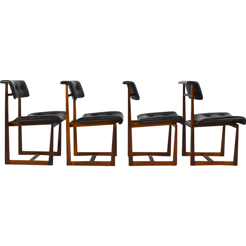 Set of 4 Scandinavian dining chairs in Rio rosewood - 1950s