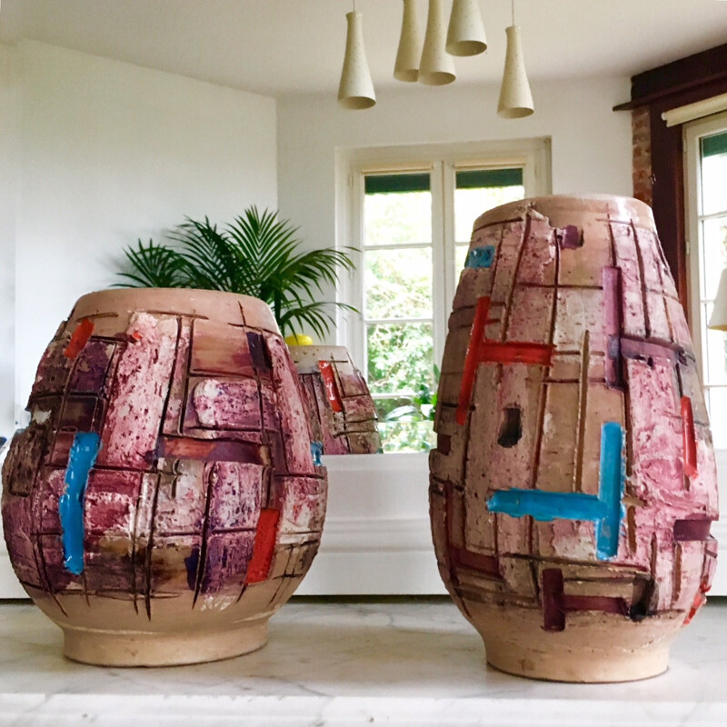 Pair of vases by Marino Le Vaucour Vallauris - 1960s