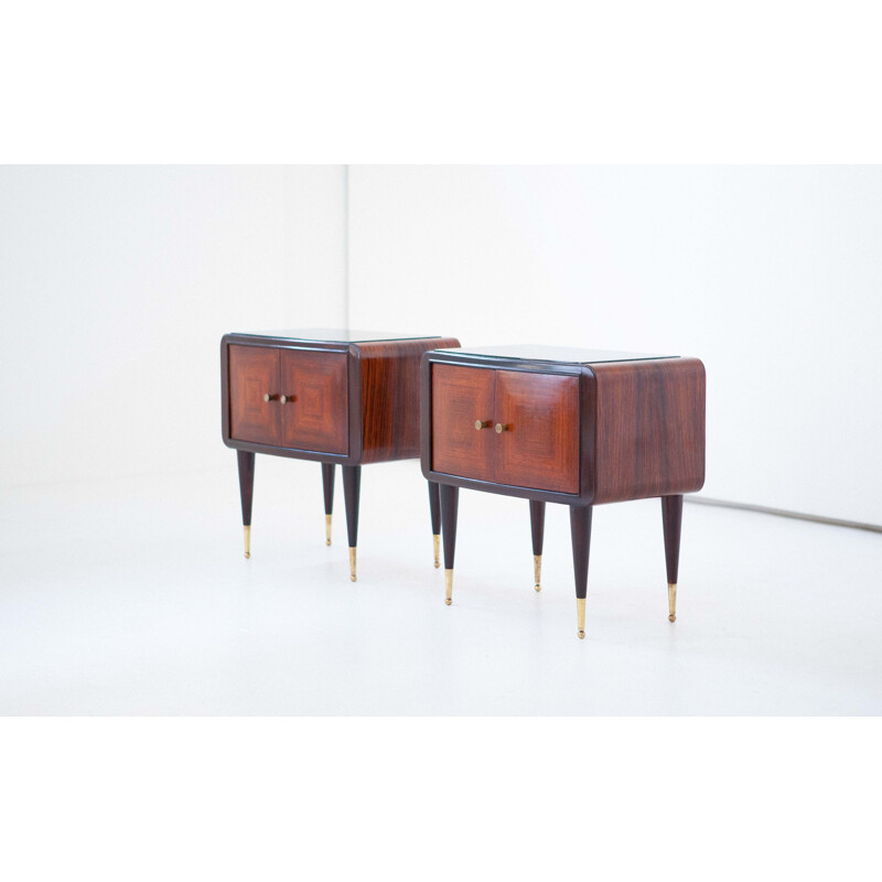 Pair of Italian Night Stands in Rosewood - 1950s