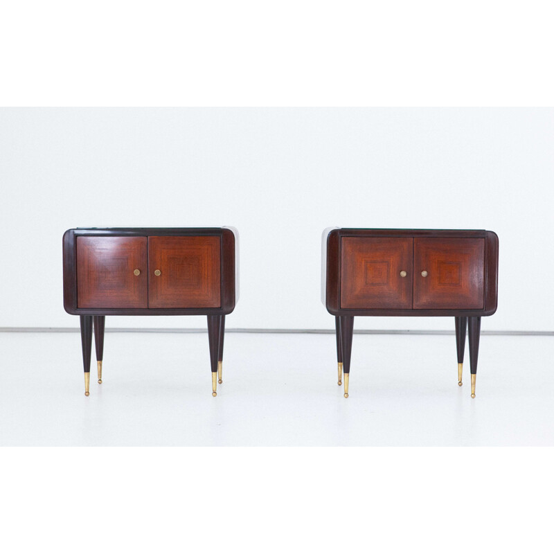 Pair of Italian Night Stands in Rosewood - 1950s