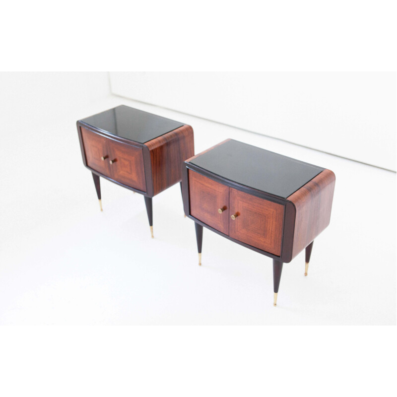 Pair of Italian Night Stands in Rosewood - 1950s