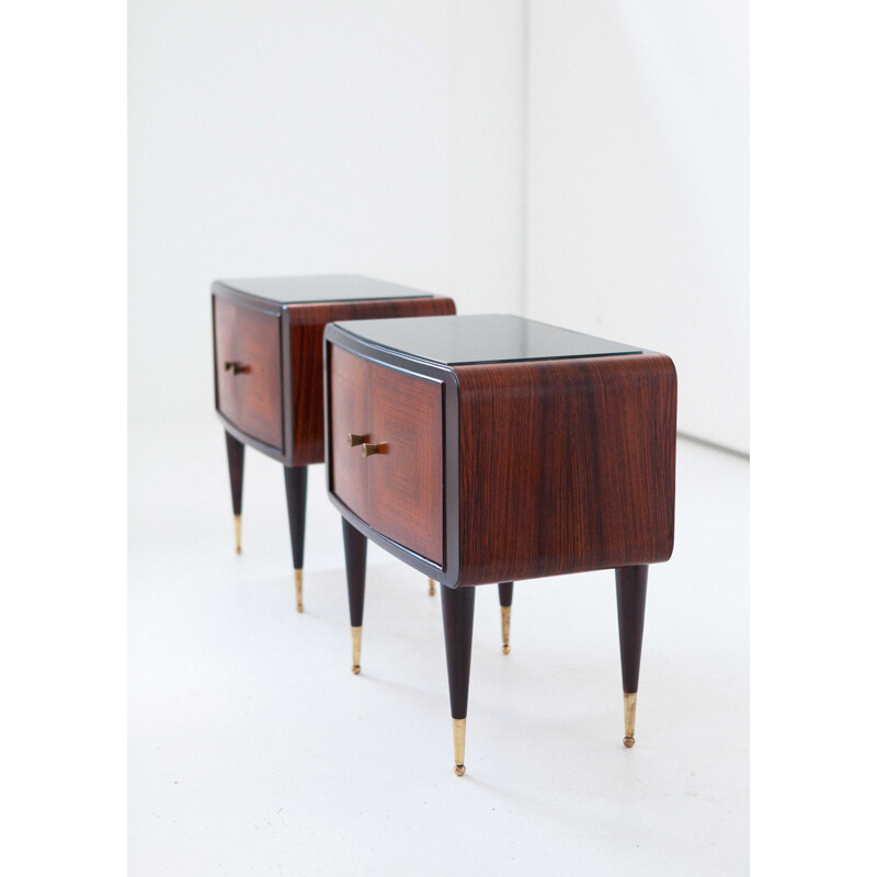 Pair of Italian Night Stands in Rosewood - 1950s