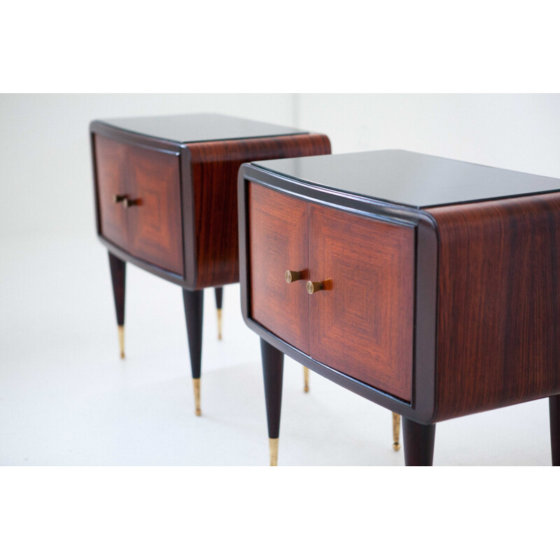 Pair of Italian Night Stands in Rosewood - 1950s