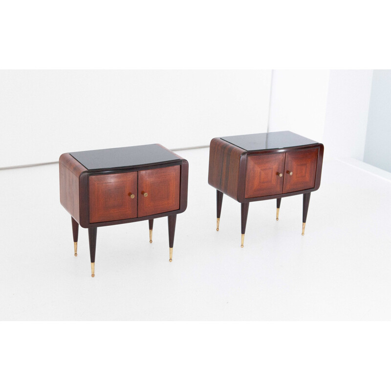 Pair of Italian Night Stands in Rosewood - 1950s