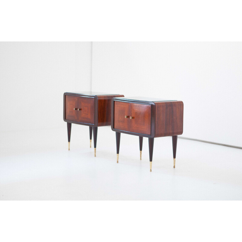 Pair of Italian Night Stands in Rosewood - 1950s