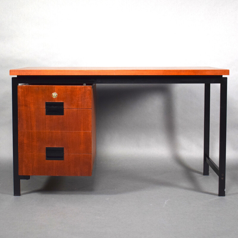 Vintage desk in teak and metal by Cees Braakman for Pastoe - 1950s