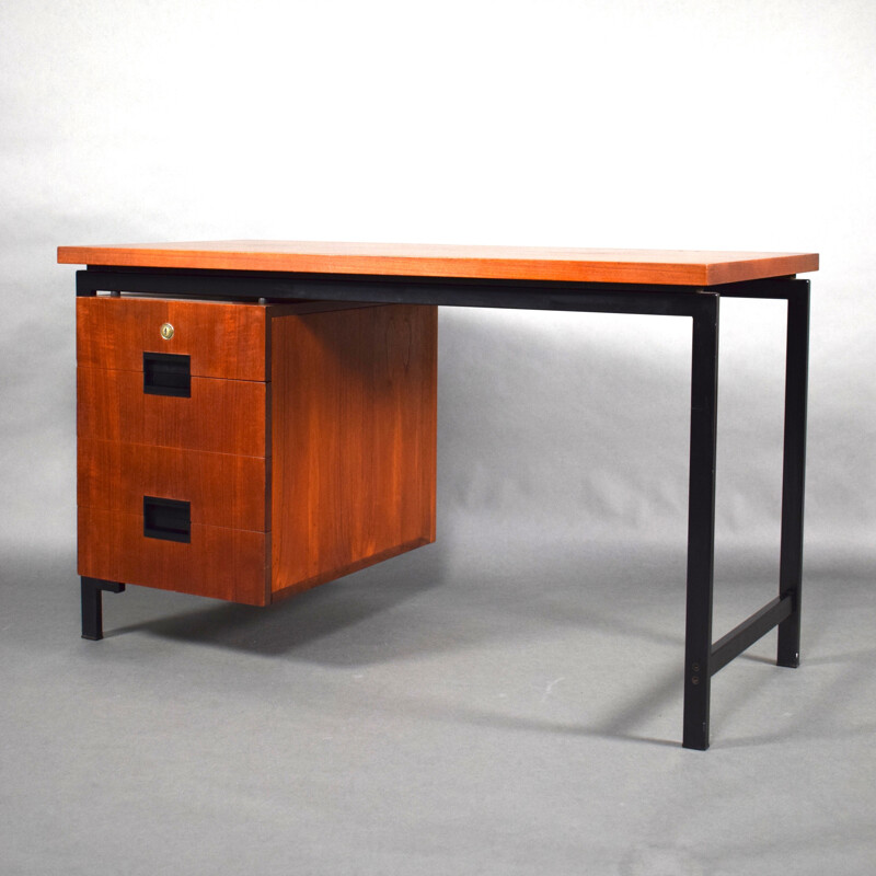 Vintage desk in teak and metal by Cees Braakman for Pastoe - 1950s