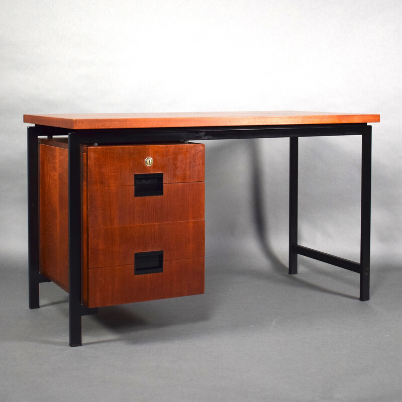 Vintage desk in teak and metal by Cees Braakman for Pastoe - 1950s