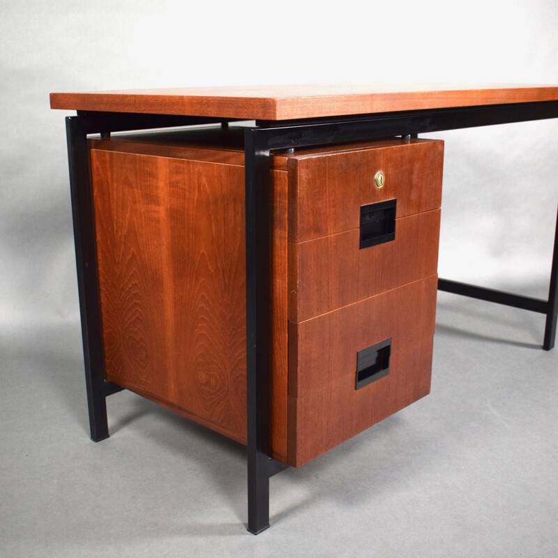 Vintage desk in teak and metal by Cees Braakman for Pastoe - 1950s