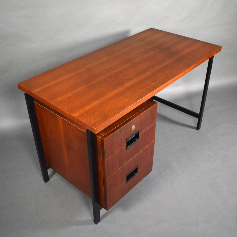 Bureau vintage en teck et métal de Cees Braakman pour Pastoe - 1950