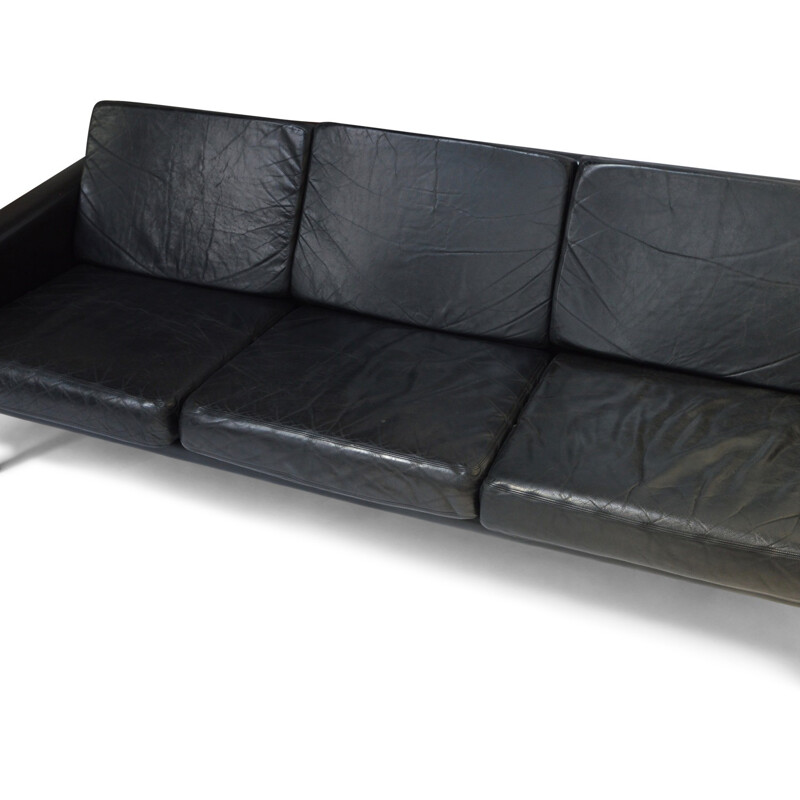 Black leather and rosewood 3-seater sofa by Bovenkamp - 1960s