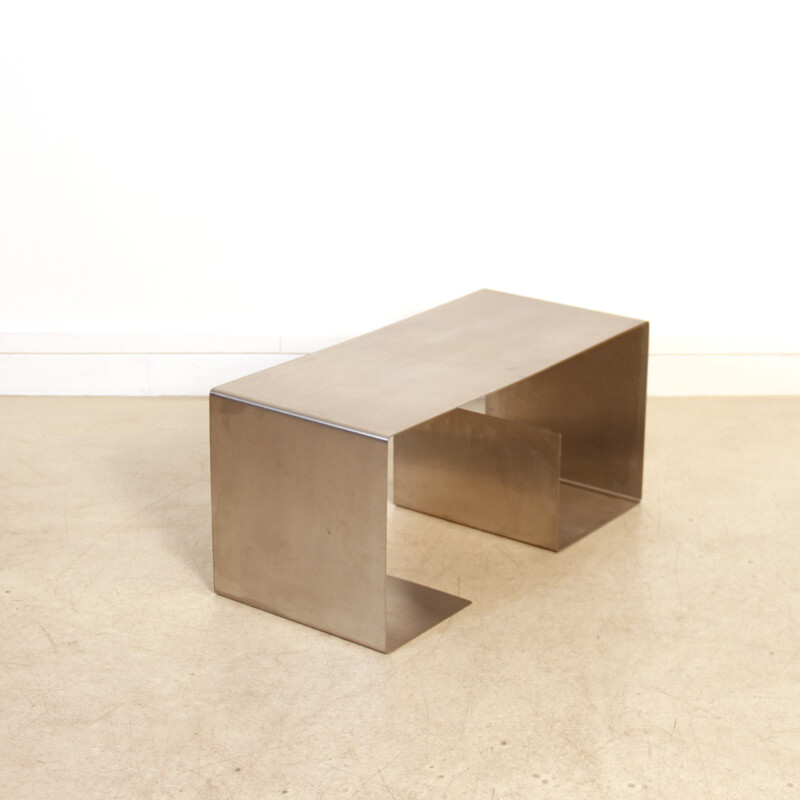 Pair of stainless steel coffee tables - 1970s