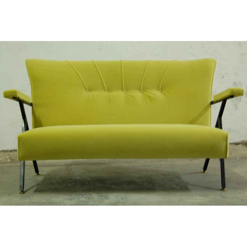 Vintage Italian yellow 2-person sofa, - 1950s