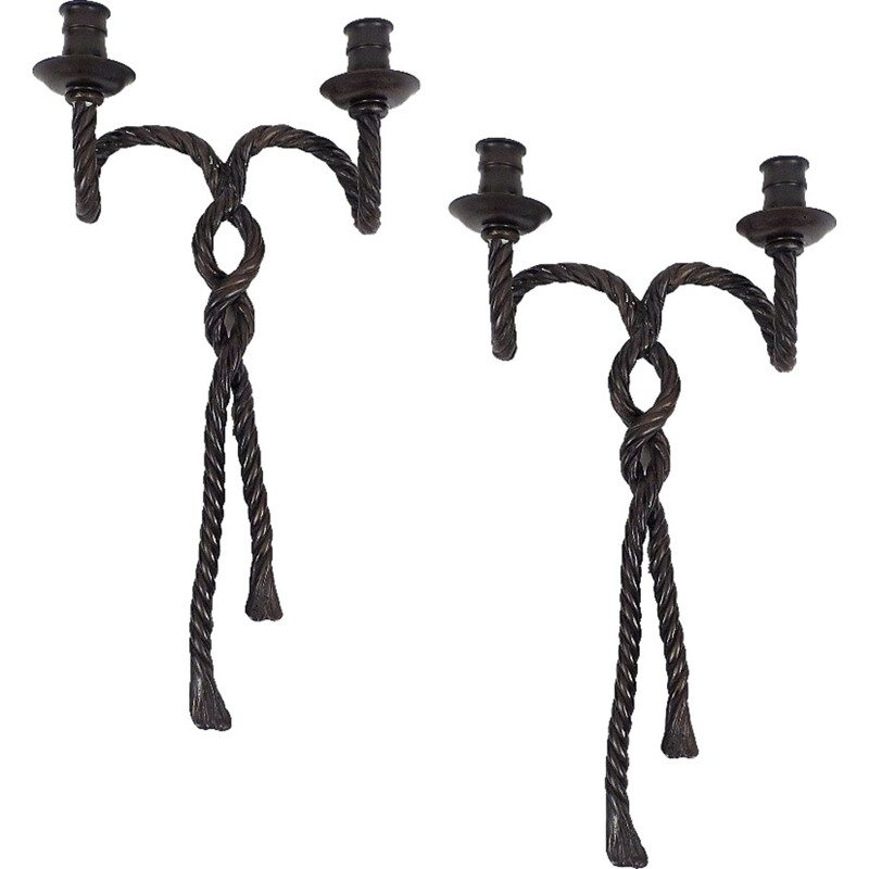 Pair of iron wall candle holders - 1980s